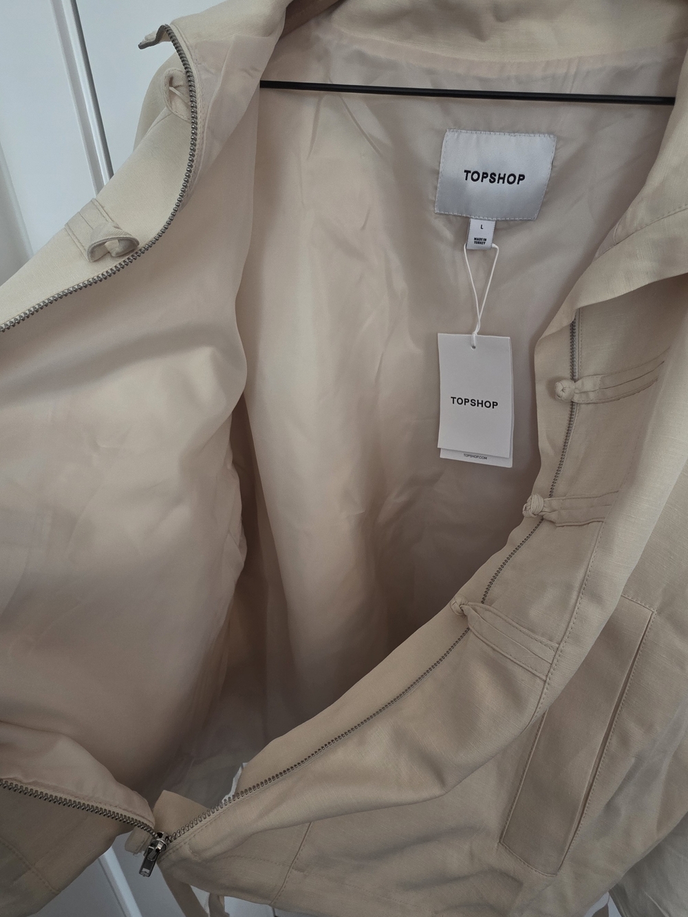 NWT Cream Frog Closure Lightweight Bomber JACKET - Picture 11 of 15
